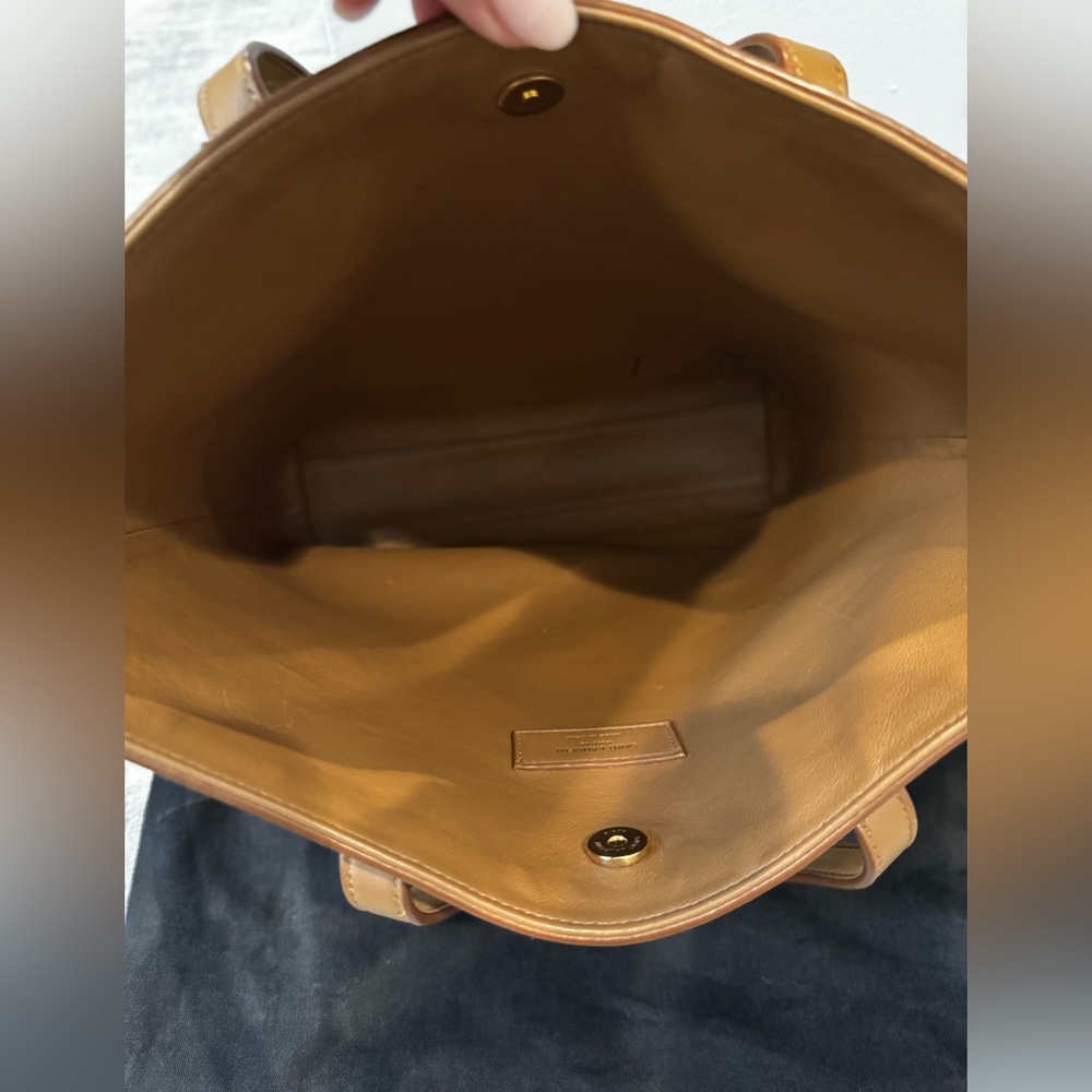 Saint Laurent Blue and Tan Tote with Monogram Design - Picture 3 of 6